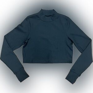 Aerie OFFLINE The Hugger Ribbed Mock Neck T-Shirt in the color True Black